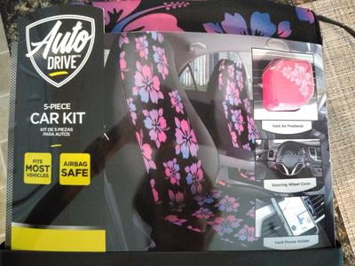 21-Piece Purple Car Interior Kit – Steering Wheel Cover, Diamond Phone Holder, Coasters & More – Full Vehicle Comfort & Style Set