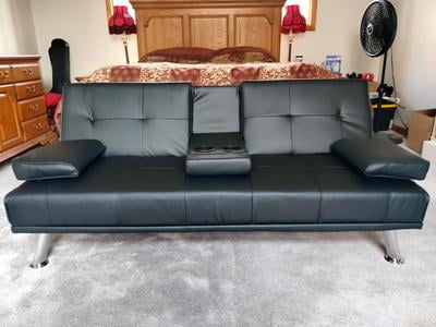 best choice products modern faux leather convertible folding futon sofa bed r