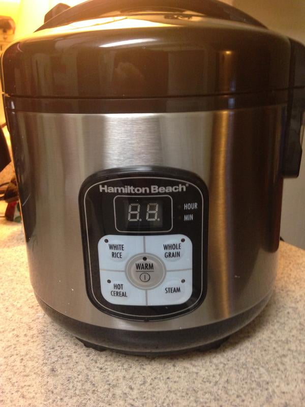  Hamilton Beach Digital Programmable Rice Cooker & Food Steamer,  8 Cups Cooked (4 Uncooked), With Steam & Rinse Basket, Stainless Steel  (37518): Home & Kitchen