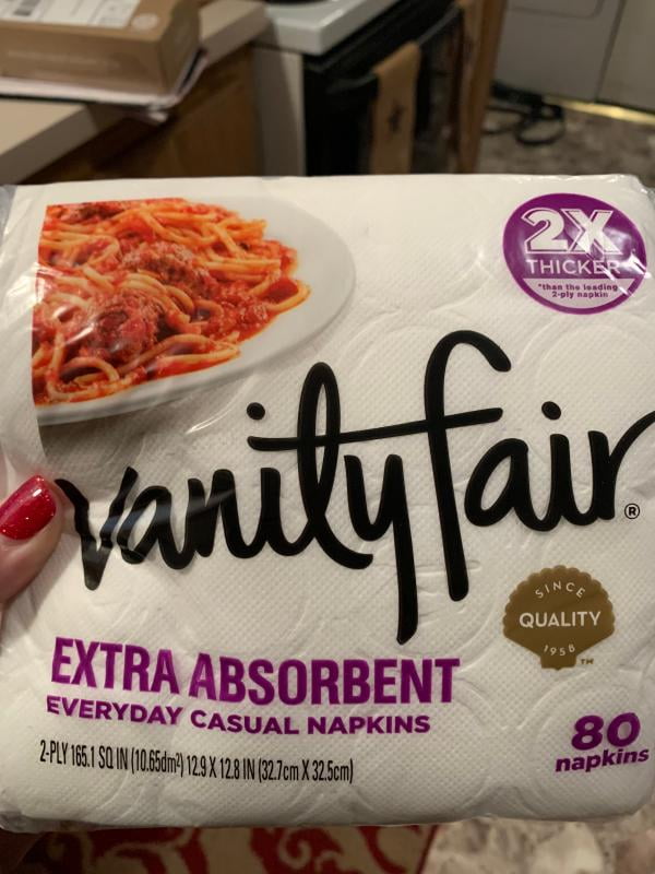 Vanity Fair Everyday Extra Absorbent Premium Paper Napkin 80 Count Dinner Napkin for Messy Meals