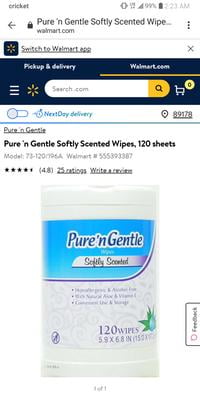 Pure N Gentle Softly Scented Wipes 120 Sheets Walmart Com Walmart Com