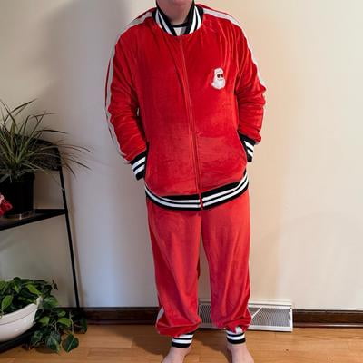 Jolly Knits Men's and Big Men's Velour Christmas Tracksuit Set, 2