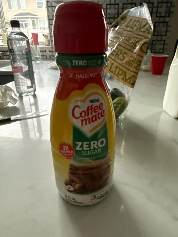 Nestle Coffee Mate Zero Sugar, Hazelnut Flavored Liquid Coffee