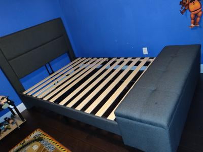 Zinus wanda 48 inch upholstered platform bed with cushioned headboard and storage ottoman outlet