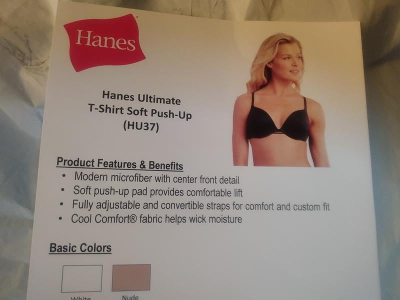 Hanes Women's T-Shirt Soft Push-Up Bra, Nude, 34D 