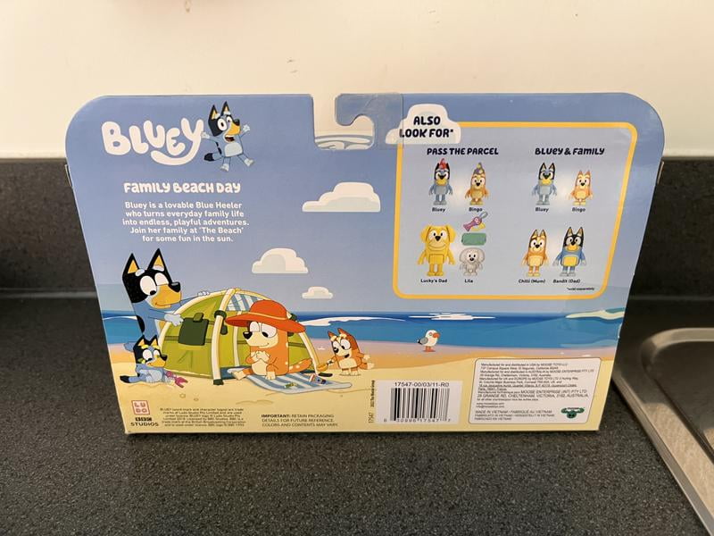 Bluey Family 4-Pack Beach Day Playset Figurines with Mom and