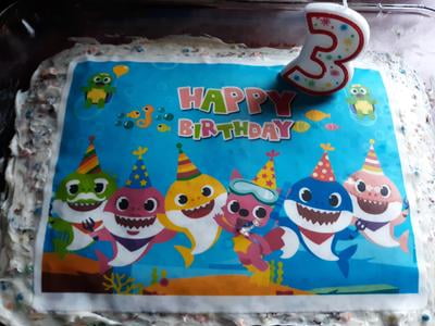 Baby Shark Happy Birthday Edible Cake Topper Sugar Frosting Sheet Walmart Com Walmart Com