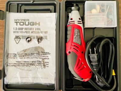Hyper Tough 1.5 Amp Corded Rotary Tool, Variable Speed with 105 Rotary  Accessories & Storage Case, 120 Volts 