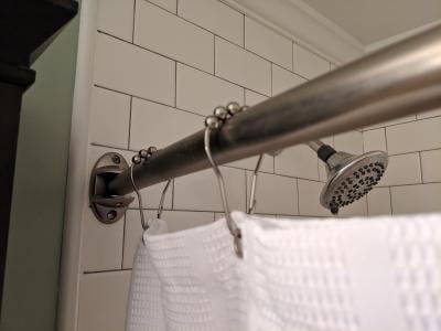 Excell 40 72 Adjustable Curved Shower Curtain Rod Brushed Nickel Com - Excel 40 72 Adjustable Curved Shower Curtain Rod