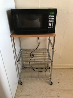 Whitmor Supreme Microwave Cart Wood Chrome Whitmor Supreme Microwave Cart Wood