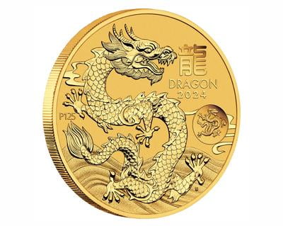 Perth Mint Gold Lunar Dragon 1 oz 2024 BU with Dragon Privy