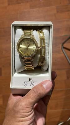 Jessica Simpson Ladies 35mm Rose Gold Tone Crystal Encrusted