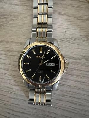 Seiko Men's Solar Two-Tone Quartz Watch, Charcoal Dial, 39mm