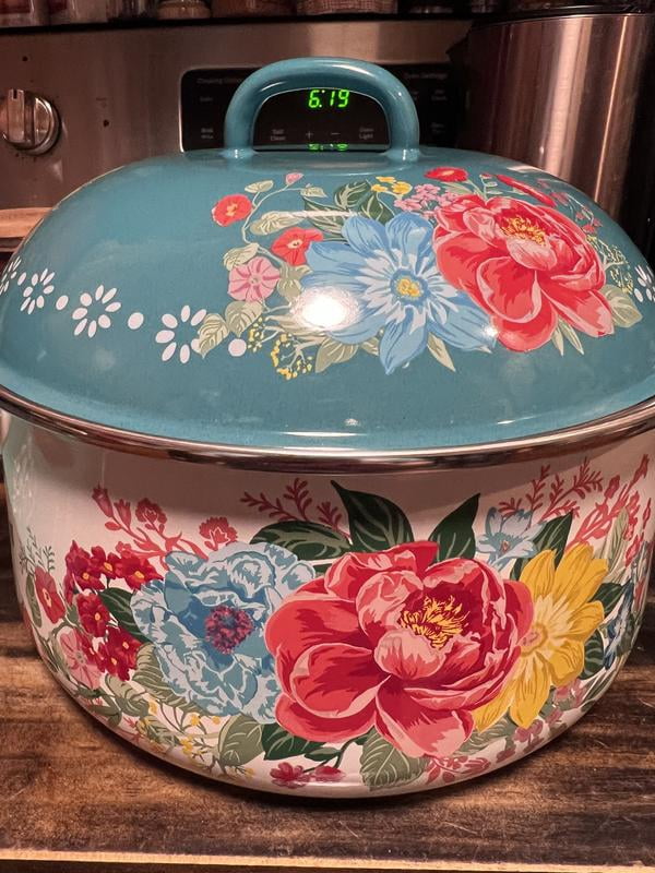 The Pioneer Woman Fancy Flourish Enamel on Steel 6.4-Quart Dutch