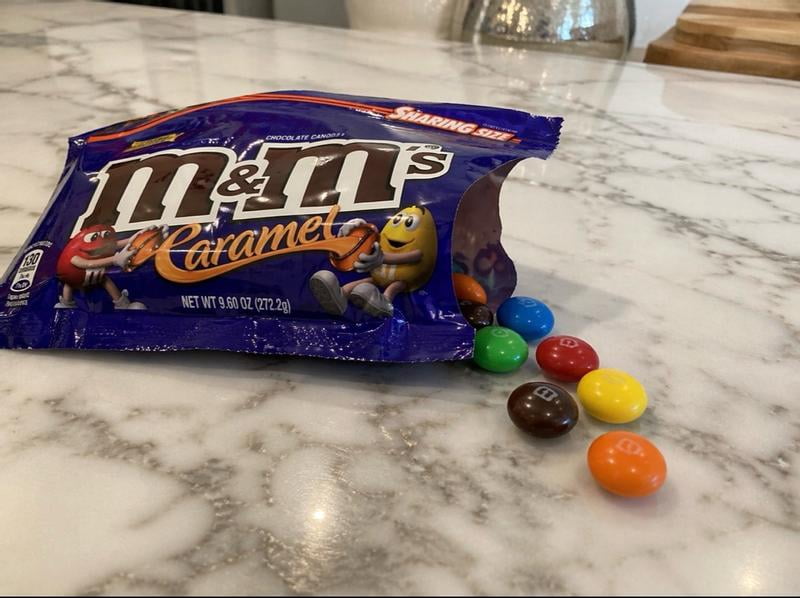 3 pack) M&M's Caramel Milk Chocolate Candy, Sharing Size - 9.05 oz