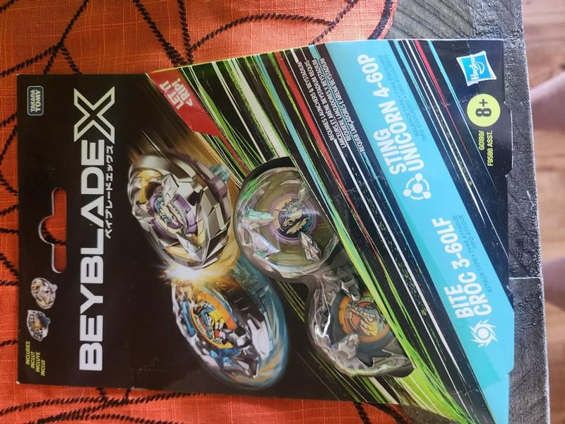 Beyblade X Bite Croc 3-60LF and Sting Unicorn 4-60P Top Dual