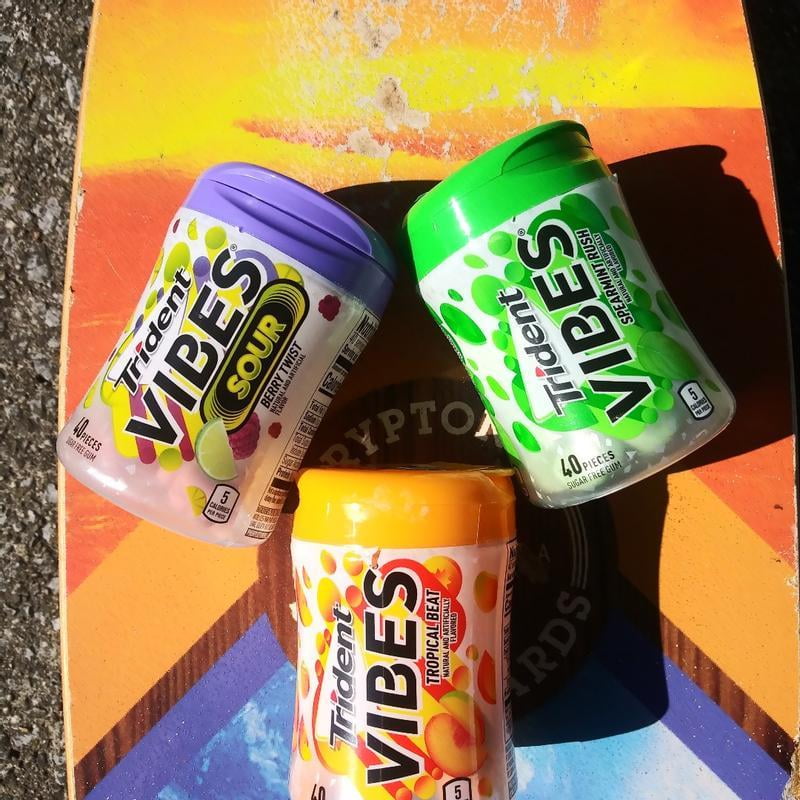 Trident Vibes Spearmint Rush Sugar Free Gum - 4 Bottles, 160 Pieces Total, Refreshing Mint Flavor