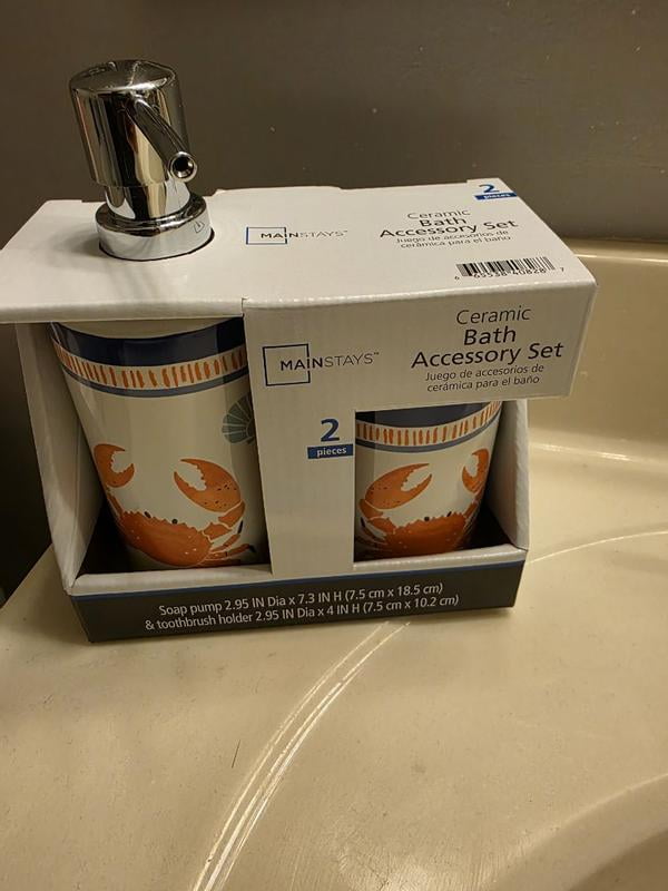 Mainstays Crab 2-piece Ceramic Bath Accessory Set, Includes Soap