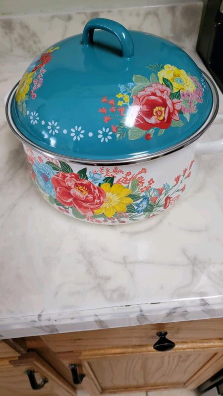 The Pioneer Woman Fancy Flourish Enamel on Steel 6.4-Quart Dutch