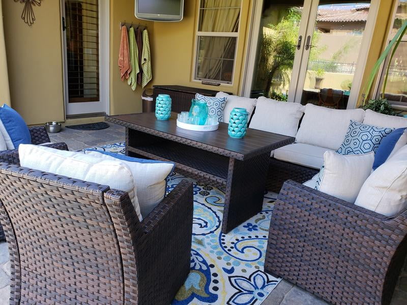 Signature Design By Ashley Salceda Wicker Rectangular Patio Dining Table