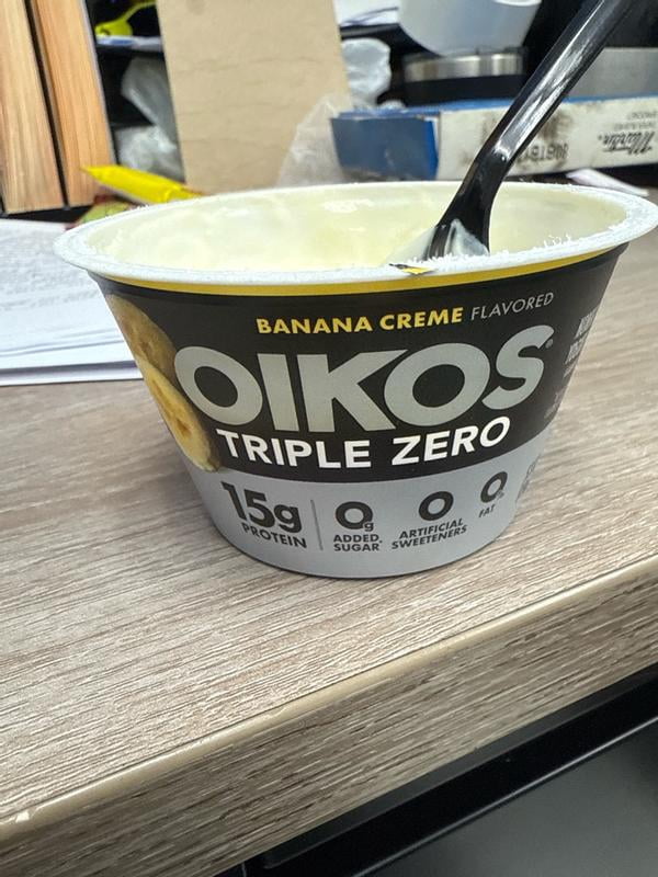 Oikos Triple Zero Banana Creme Greek Yogurt, 15g Protein, 4ct, 5.3