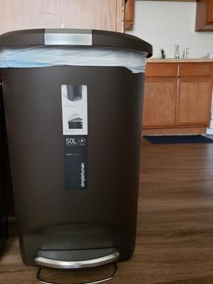 Simplehuman 50 Liter 13 Gallon Semi Round Plastic Step Trash Can Black Walmart Com Walmart Com