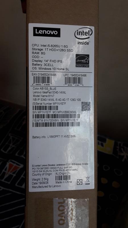 Lenovo Ideapad S340 14iwl 81n7 Core I5 65u 1 6 Ghz Win 10 Home 64 Bit 8 Gb Ram 256 Gb Ssd Nvme 14 Tn 19 X 1080 Full