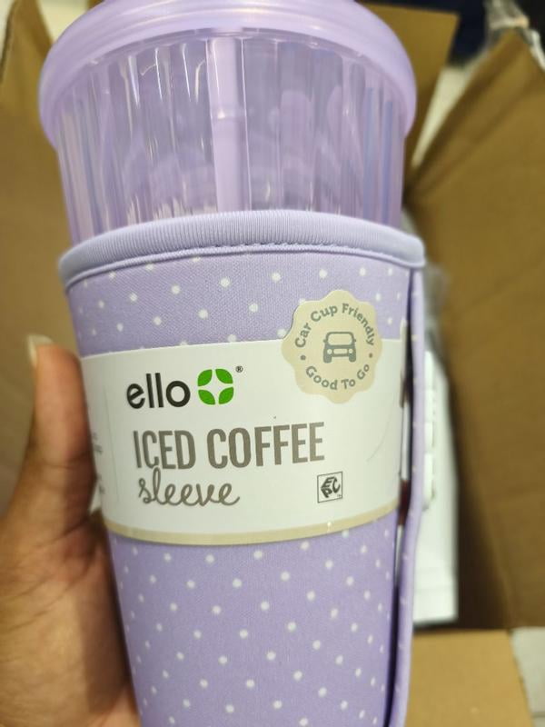 Ello Iced Coffee Cooler 24Oz Plastic Blue Hydrangea - Walmart.com
