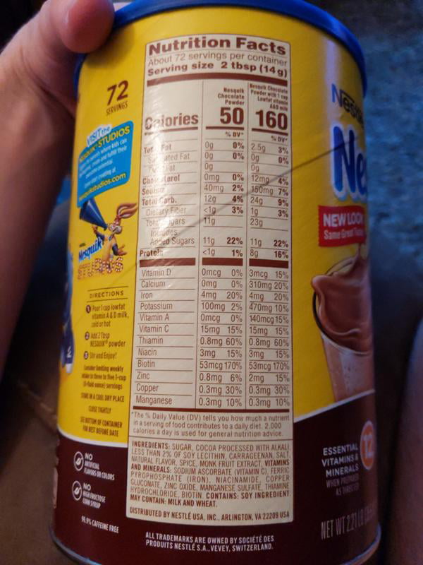 Nesquik Cocoa Powder Nutrition Facts | ReviewExact Nestle Hot Chocolate Nutrition Facts