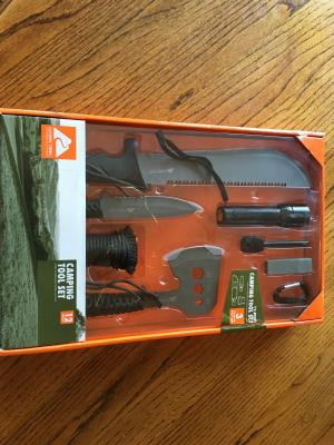 Ozark Trail 12-Pack Camping Tool Set with 180-Lumen Flashlight, 10  Machete, 4.5 Hatchet, 5 Knife, Sharpening Stone, Fire Starter, 50 Foot  Utility Cord and Carabiners, Mossy Oak Dna Camo 