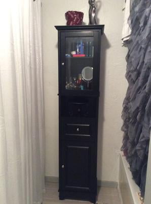 Winsome Wood Alps Tall Cabinet With Glass Door Black Finish