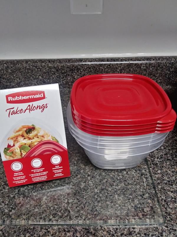 Rubbermaid TakeAlongs 5.2 Cup Deep Square Food Storage Containers, Set of  4, Red