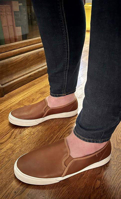 Keds Double Decker - Zapatillas De Mujer Sin Cordones En Cuero Color Cognac, Súper Cómodas