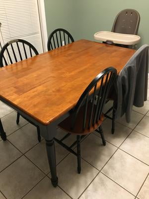 Better Homes And Gardens Autumn Lane Farmhouse Dining Table Black And Oak Walmart Com Walmart Com