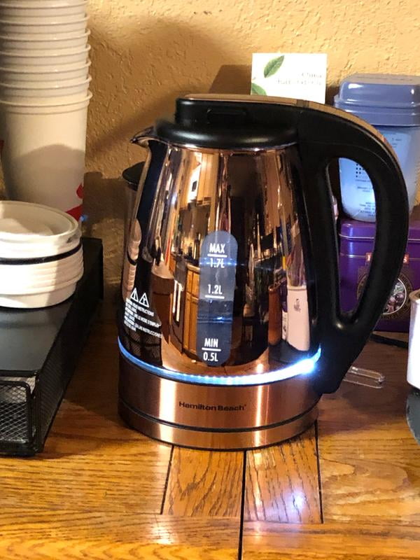 Restored Hamilton Beach Glass Electric Kettle, 1.7 Liter Capacity, Copper  Finish & Brushed Copper Stainless Steel Accents, R40866 