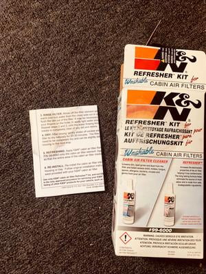 K&N Cabin Filter Cleaning Kit: Spray Bottle Filter Cleaner and Refresher  Kit; Restores Cabin Air Filter Performance; Service Kit-99-6000