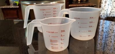 Mainstays 3-Piece Plastic Measuring Cups Set with Spouts, Clear