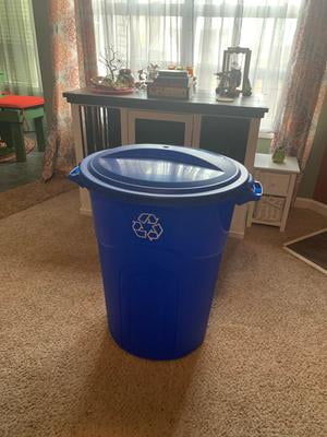 Hyper Tough 32 Gallon Heavy Duty Plastic Recycling Garbage Can, Included  Lid, Blue