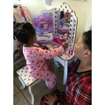 Fantasy Fields Gisele Polka Dot Vanity Set with Tri-Fold Mirror and Chair, Pink/Gold - Walmart.com