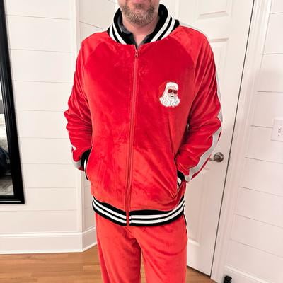 Jolly Knits Men's and Big Men's Velour Christmas Tracksuit Set, 2