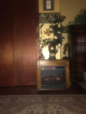 Rolling Mantel With Infrared Quartz Electric Fireplace Caramel Birch Walmart Com Walmart Com