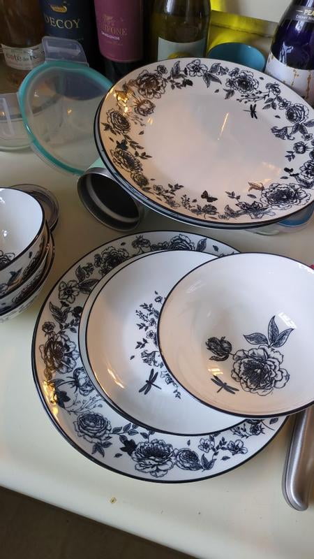 Stone Lain Esme 16-Piece Dinnerware Set – Porcelain Plates & Bowls For 4, Microwave & Dishwasher Safe