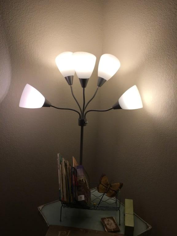 Mainstays 5 Light Multiheaded Floor Lamp Silver With White Shade Com Floor Lamp Silver With White Shade, Mainstays 5 Light Floor Lamp Replacement Shades