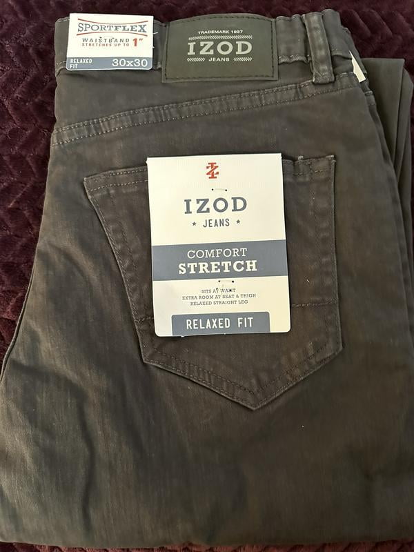 Izod Men's Comfort Stretch Denim Jeans - Relaxed, Straight & Regular Fit (98% Cotton, 2% Spandex)
