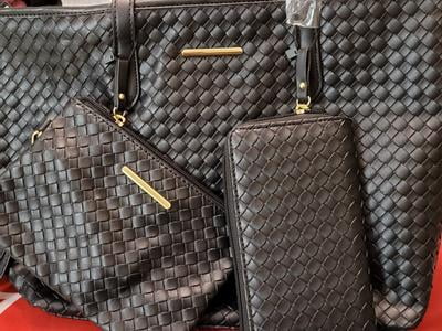 King Ma 3 Piece Tote Bag Set For Women - PU Leather Woven Handbag Purse Set - View #9