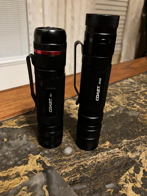 coast px15r 1000 lumen rechargeable led flashlight details PX1R Focusing Flashlight, Black rated weather resistance COAST PX1R Rechargeable Flashlight |