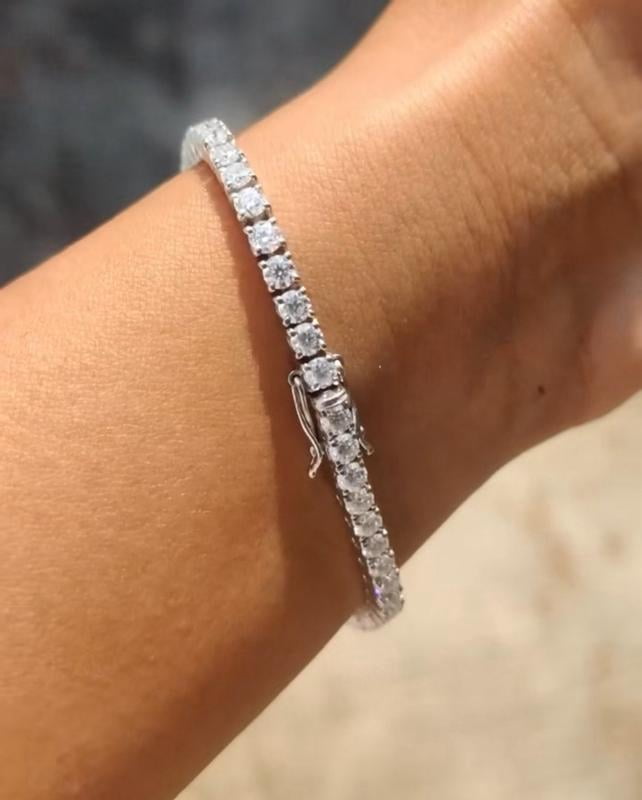 Classic Tennis Bracelet For Women - Adjustable Cubic Zirconia Gold/Silver Plated Jewelry