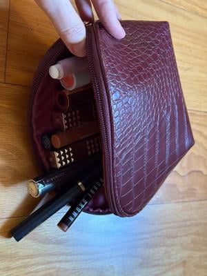Cosmetic Travel Bag, Wine Red, Women Zipper Pouch, 1 Count