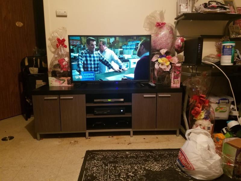 Monarch Tv Stand White Grey For Tv S Up To 60 L Walmart Com Walmart Com