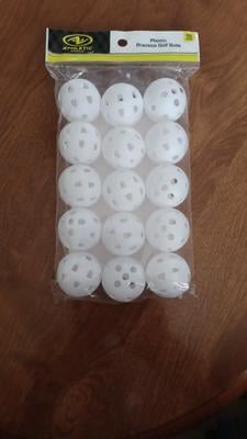 Athletic Works White Hollow Practice Golf Balls 15 Pack, Same Size